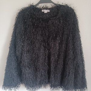 Forever21 shaggy fringe jacket size Medium Black